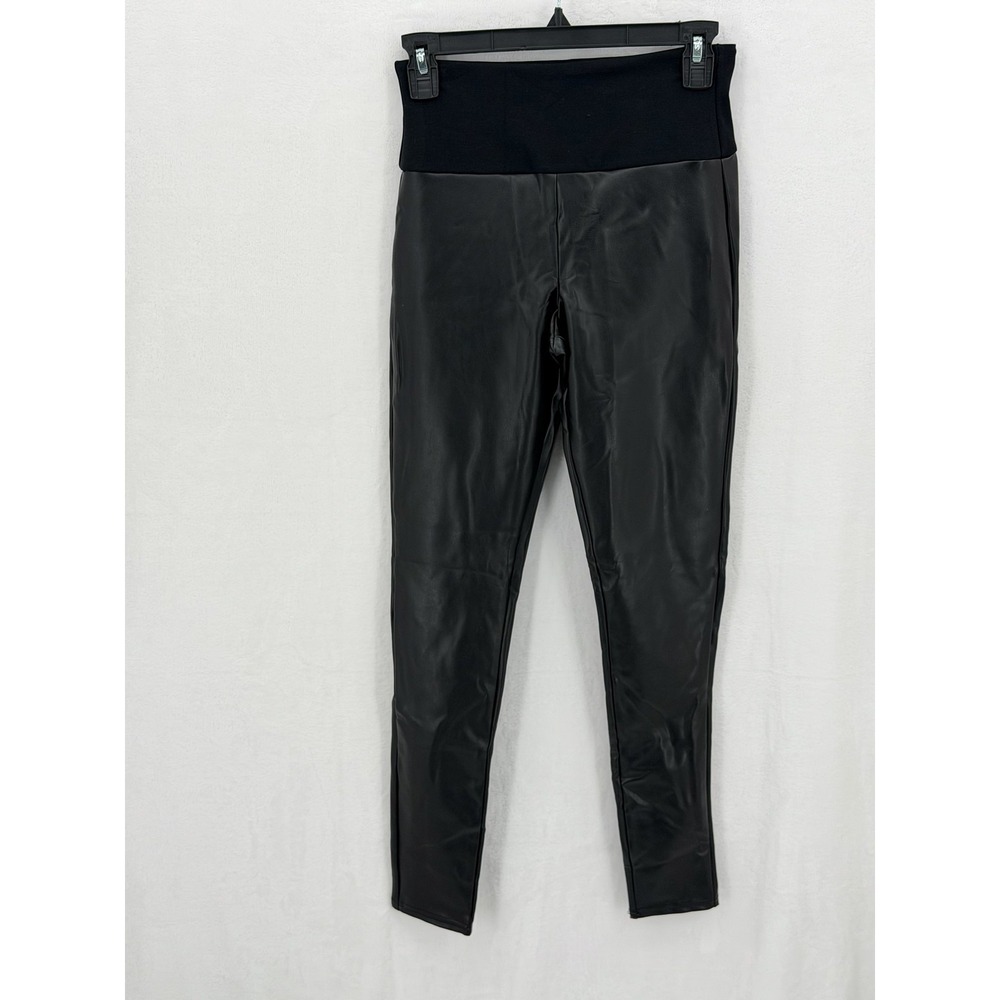 Assets Spanx Leggings Womens Small Black Faux Leather High Rise Shaping Grunge